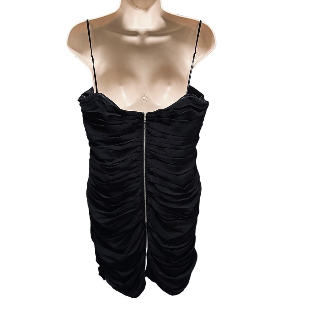 Nwt Walter Baker Strapless Ruched Chiffon Sweetheart Little Black Dress Large - Picture 3 of 5